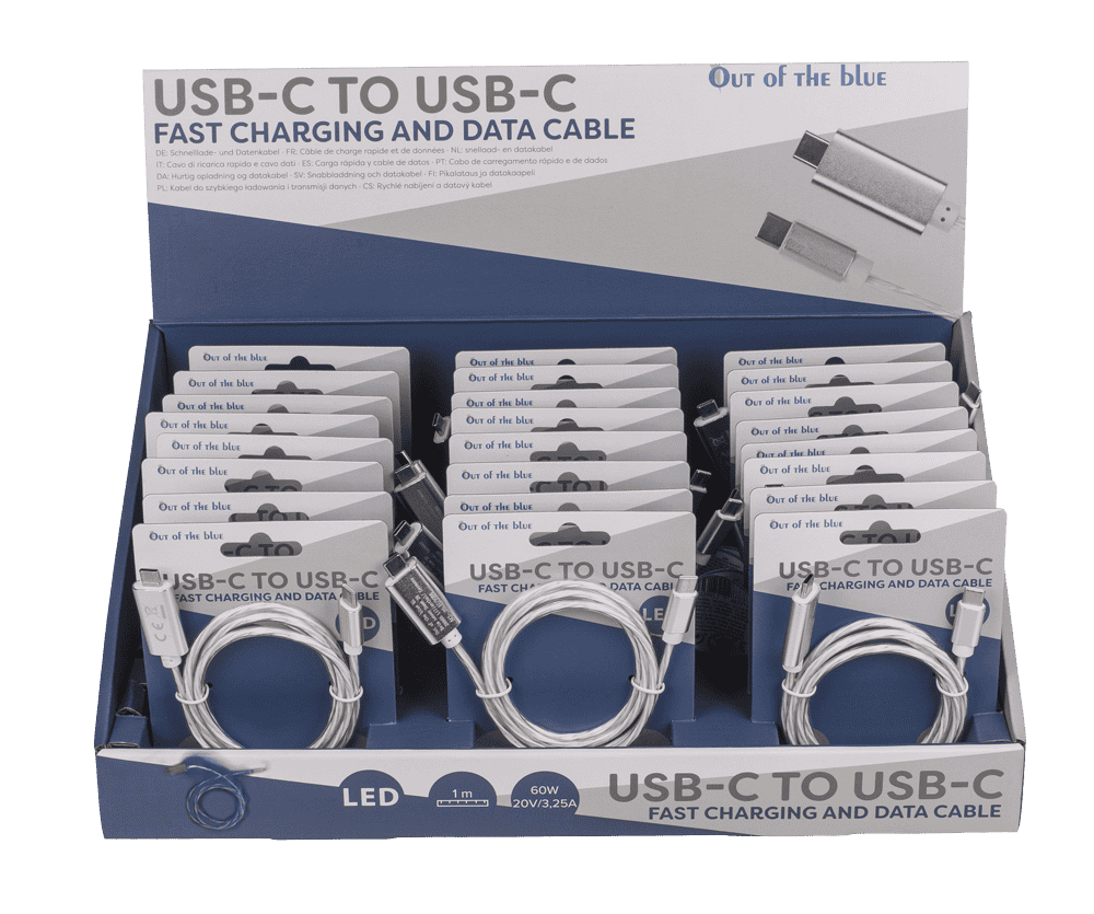 USB-C to USB-C fast charging and data cable, 1 m.,