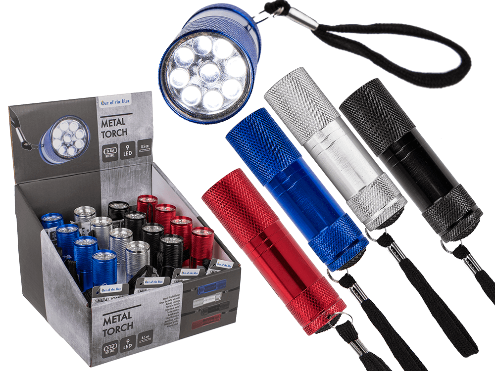 Metal torch with 9 LED,