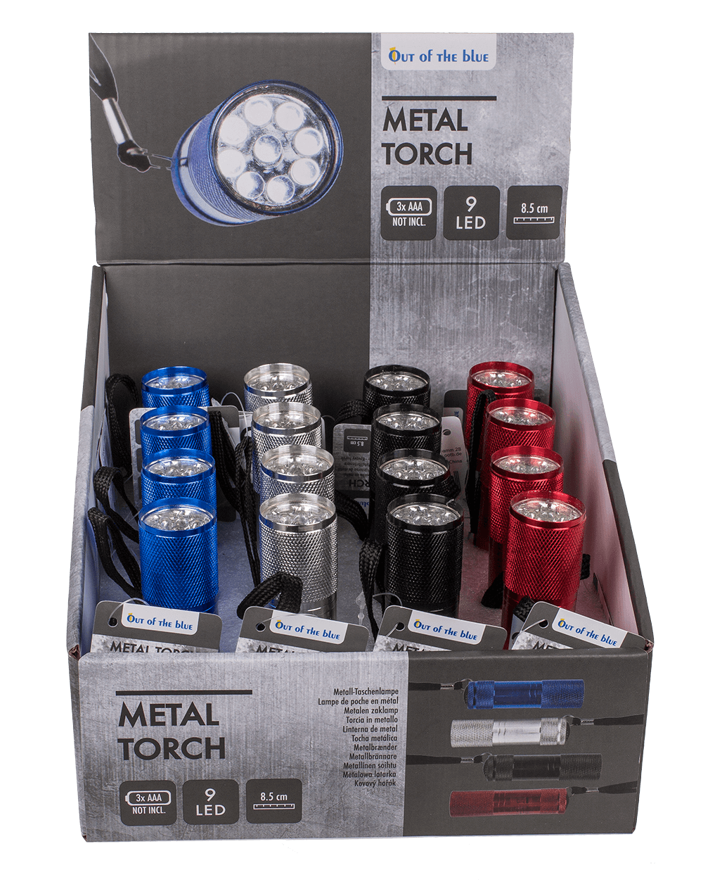 Metal torch with 9 LED,