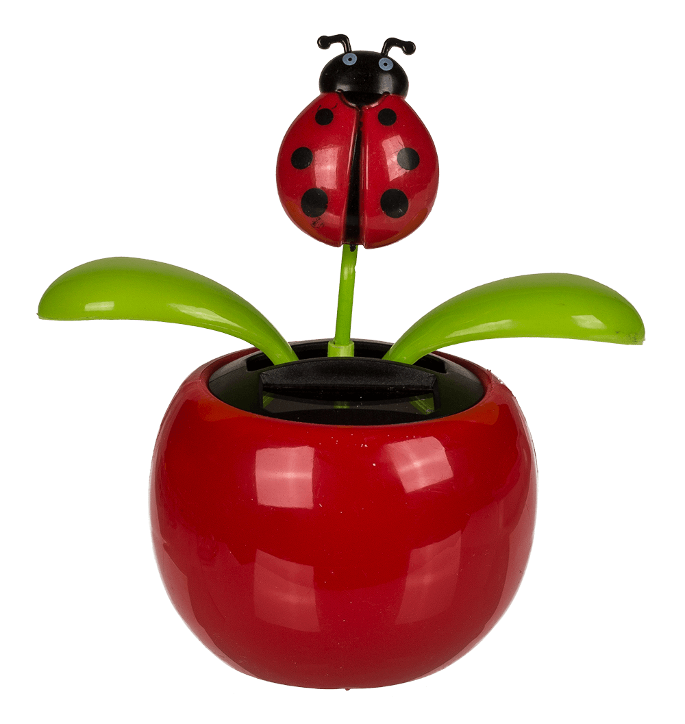 Movable flowers & insects in plastic pot with,