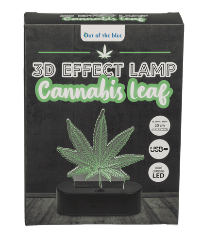 3D-Lamp, Cannabis Leaf, 16 cm, with USB-cable