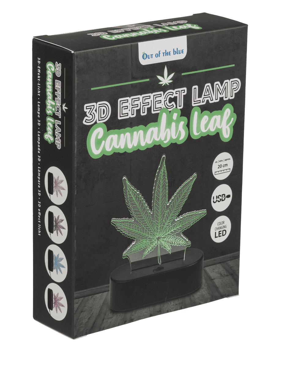 3D-Lamp, Cannabis Leaf, 16 cm, with USB-cable