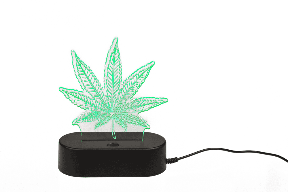 3D-Lamp, Cannabis Leaf, 16 cm, with USB-cable