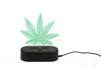 3D-Lamp, Cannabis Leaf, 16 cm, with USB-cable