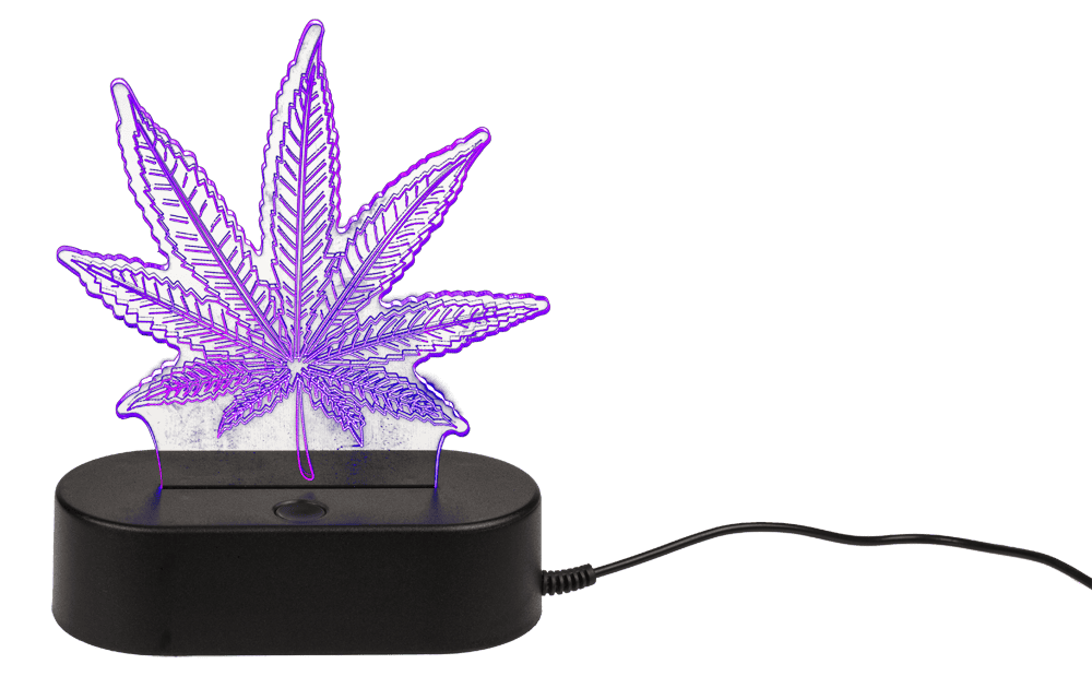 3D-Lamp, Cannabis Leaf, 16 cm, with USB-cable