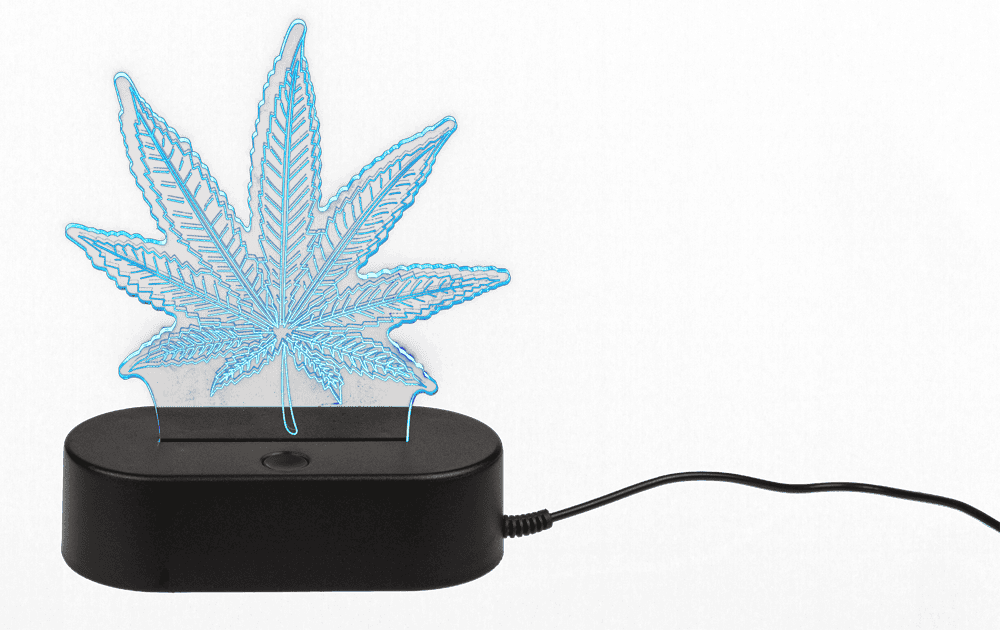 3D-Lamp, Cannabis Leaf, 16 cm, with USB-cable