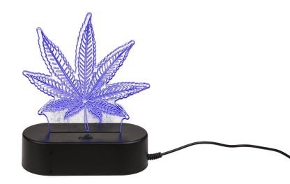 3D-Lamp, Cannabis Leaf, 16 cm, with USB-cable