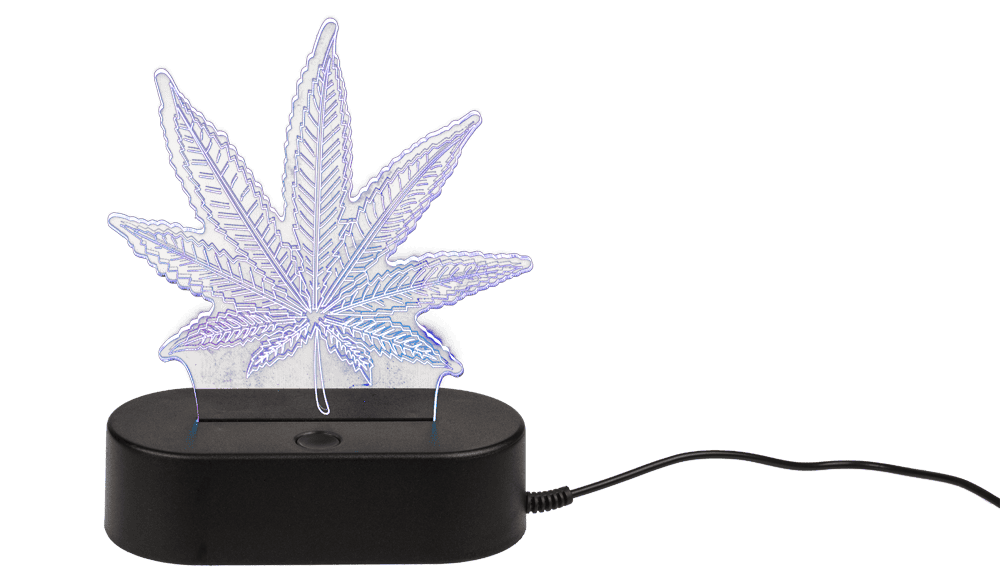3D-Lamp, Cannabis Leaf, 16 cm, with USB-cable