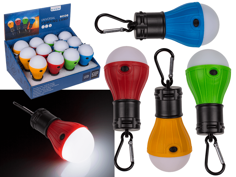 Universal camping lamp, with carabiner hook,