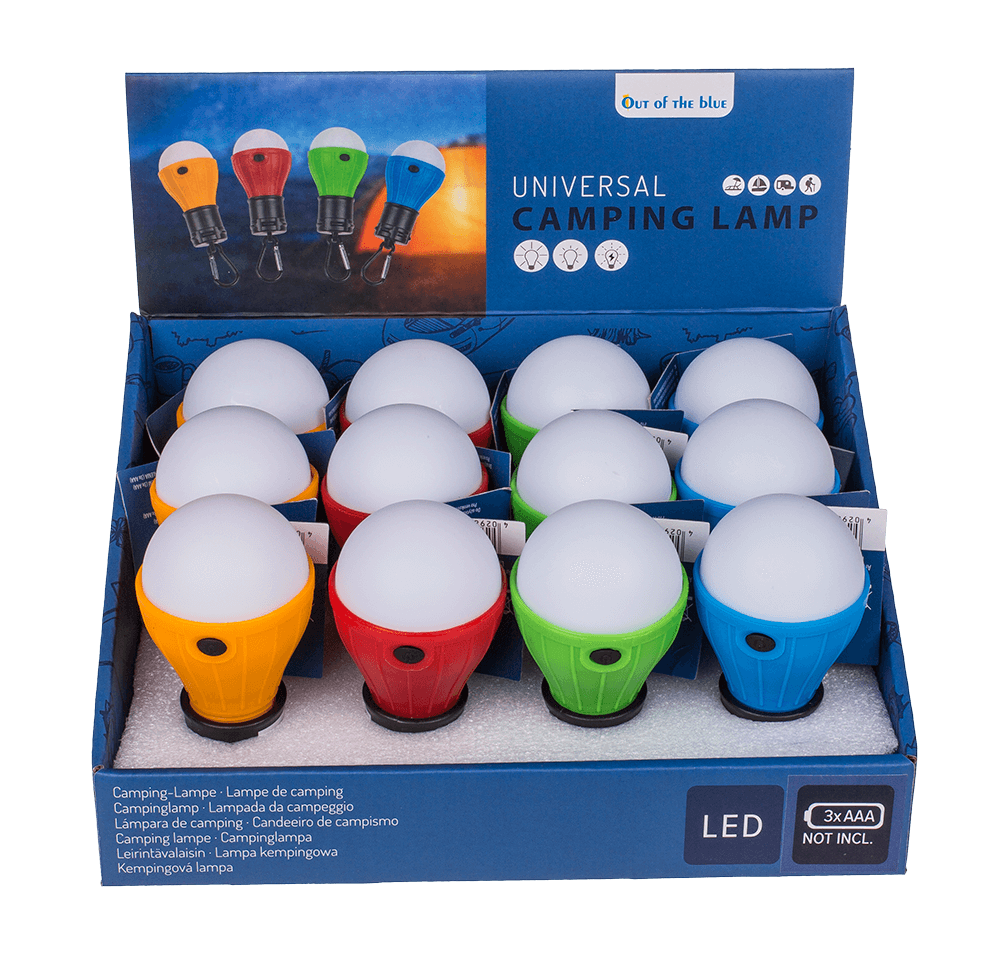 Universal camping lamp, with carabiner hook,