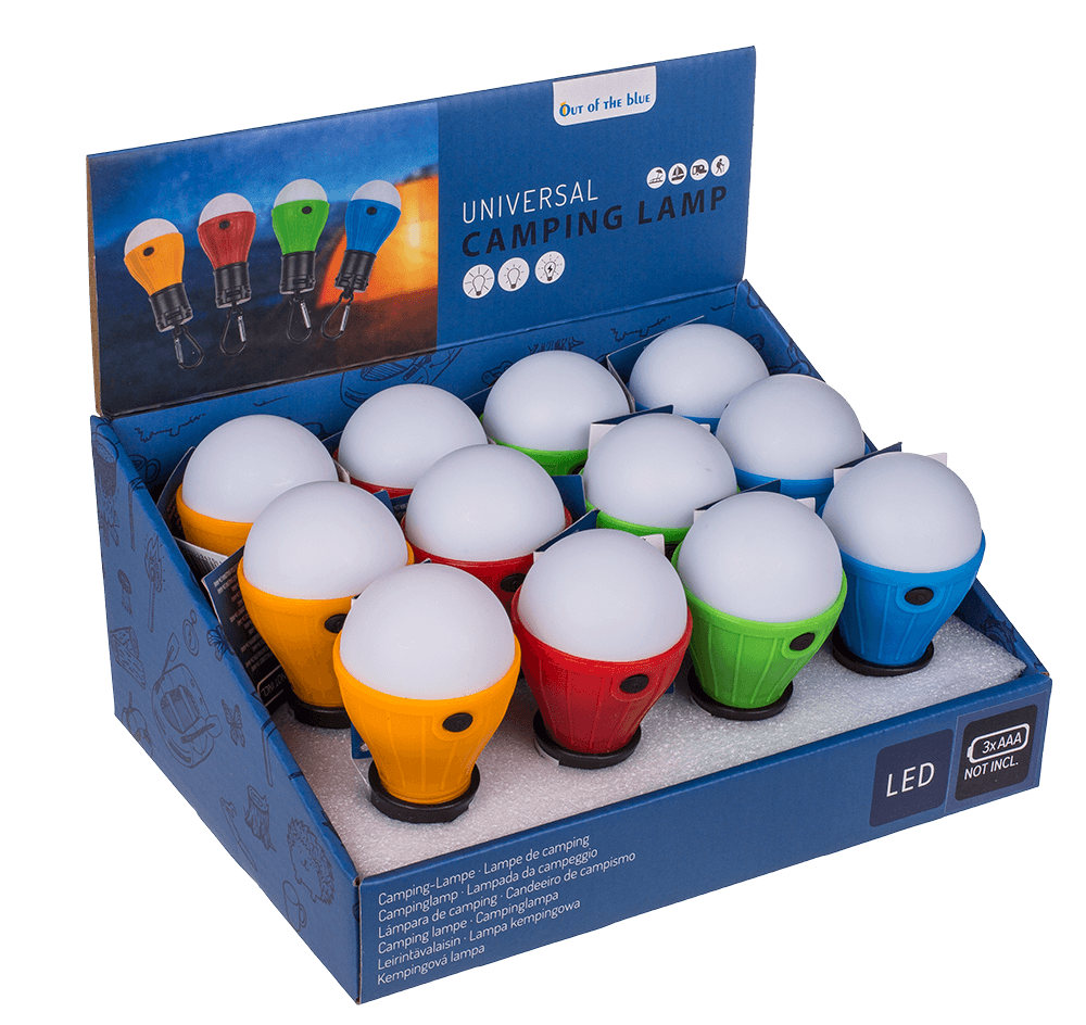 Universal camping lamp, with carabiner hook,