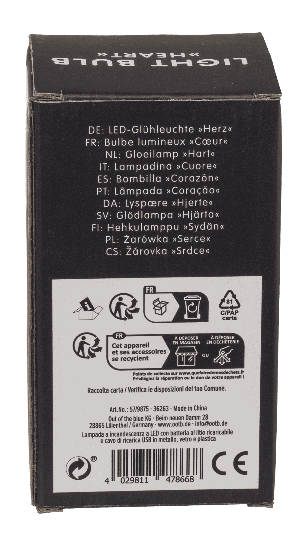 Light Bulb, Heart, incl. Lithium battery &