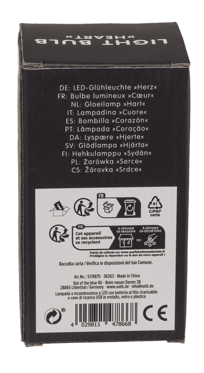 Light Bulb, Heart, incl. Lithium battery &