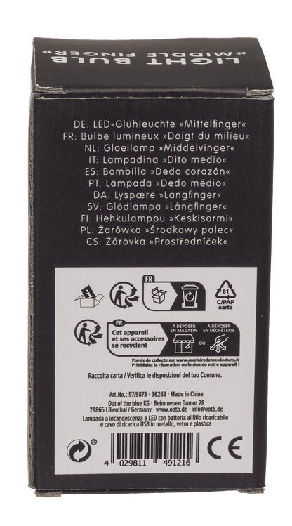 Light Bulb, middle finger, incl. Lithium battery
