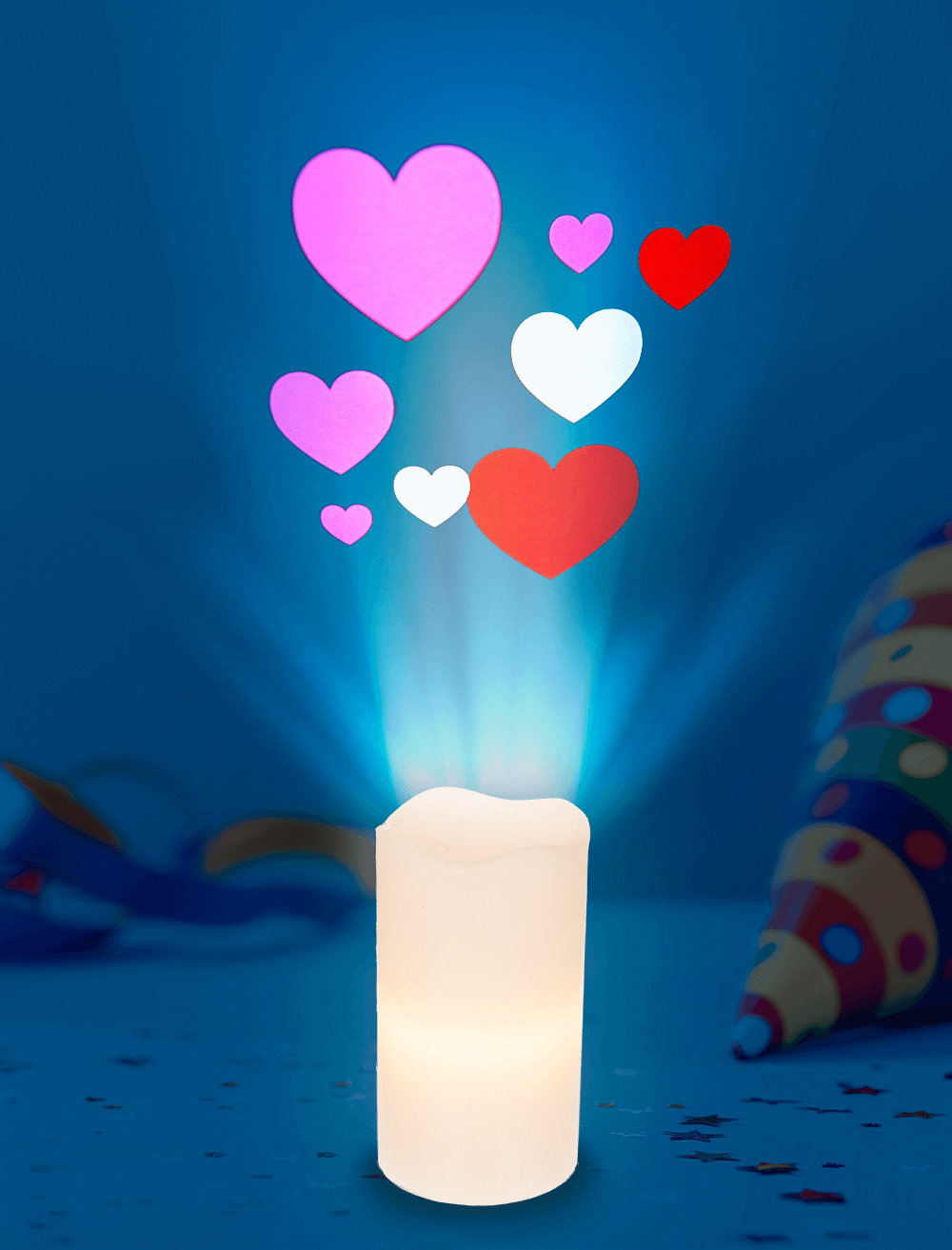 LED candle projector, Celebrations, 8 x 15 cm,
