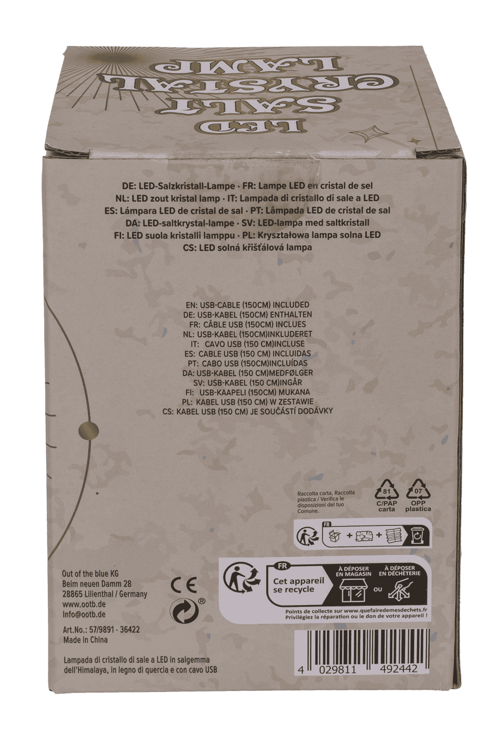 LED salt cristal lamp, warm white,