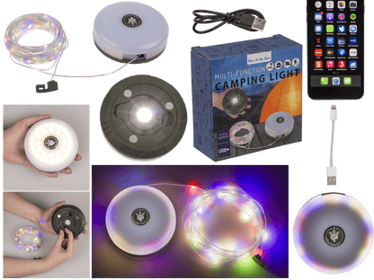 Camping light, rechargeable, with torch &