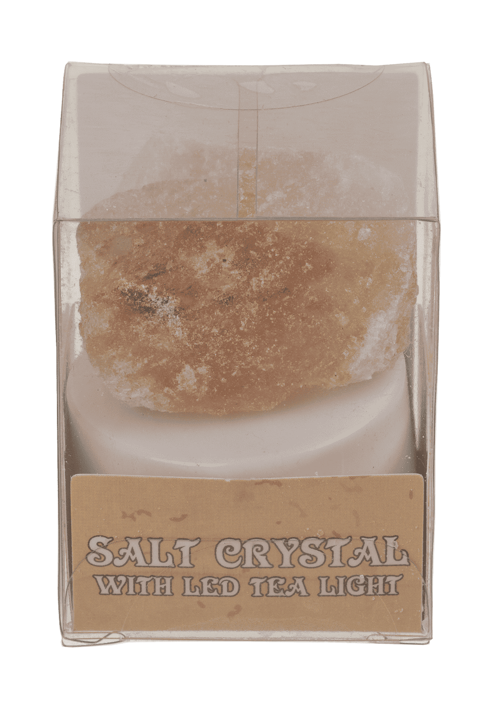 Salt crystal with LED tea light, 4 x 2 cm,