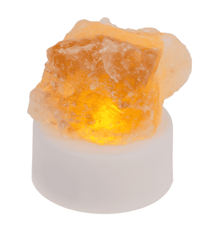 Salt crystal with LED tea light, 4 x 2 cm,