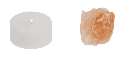 Salt crystal with LED tea light, 4 x 2 cm,