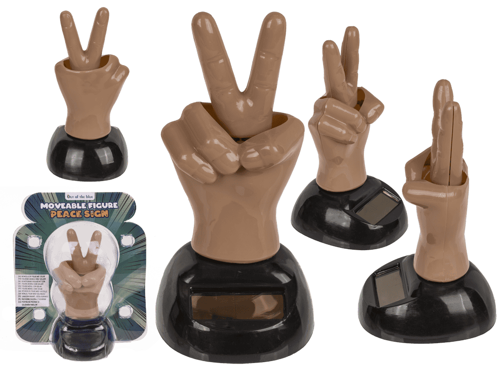 Movable figure, Peace Sign, with solar cell,