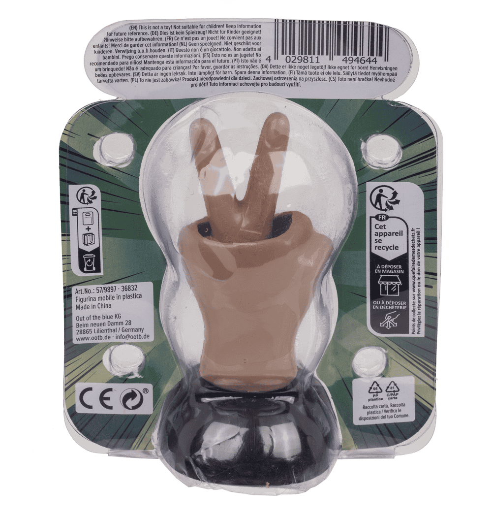 Movable figure, Peace Sign, with solar cell,
