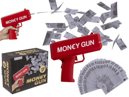Cash gun, with € toy money,