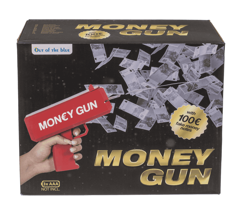 Cash gun, with € toy money,