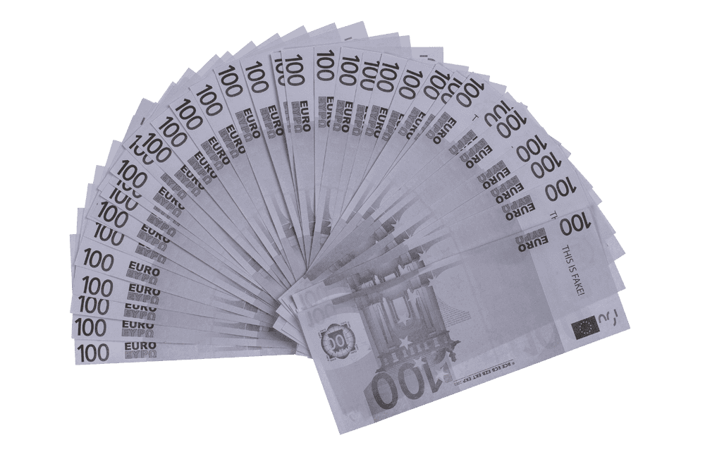 Cash gun, with € toy money,