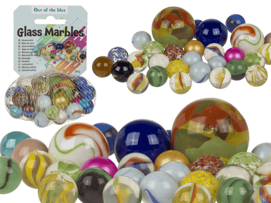 Glass marbles, multicoloured ass.,