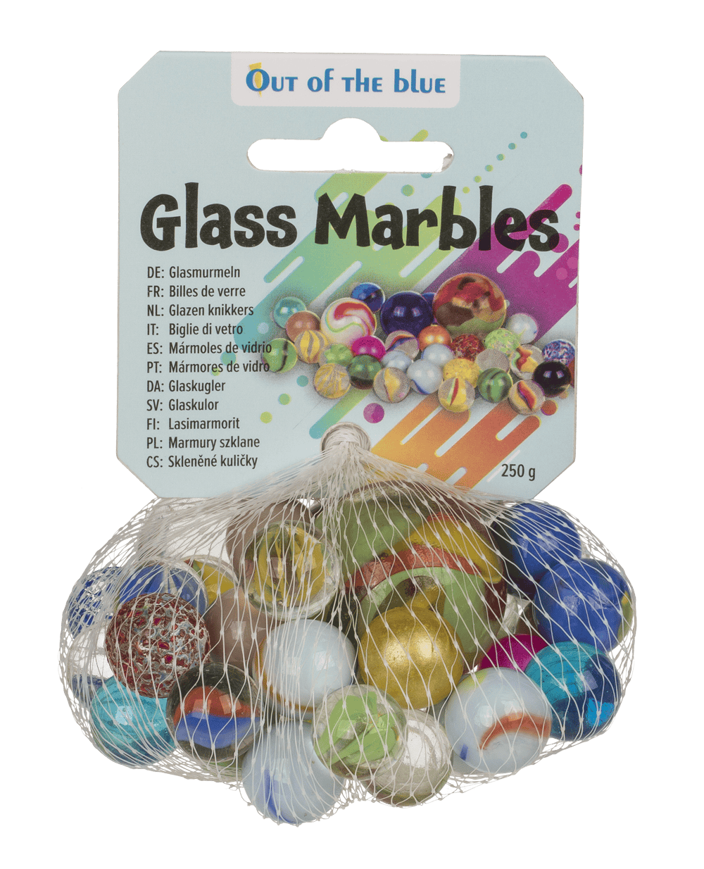 Glass marbles, multicoloured ass.,