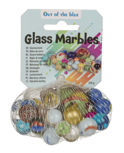 Glass marbles, multicoloured ass.,
