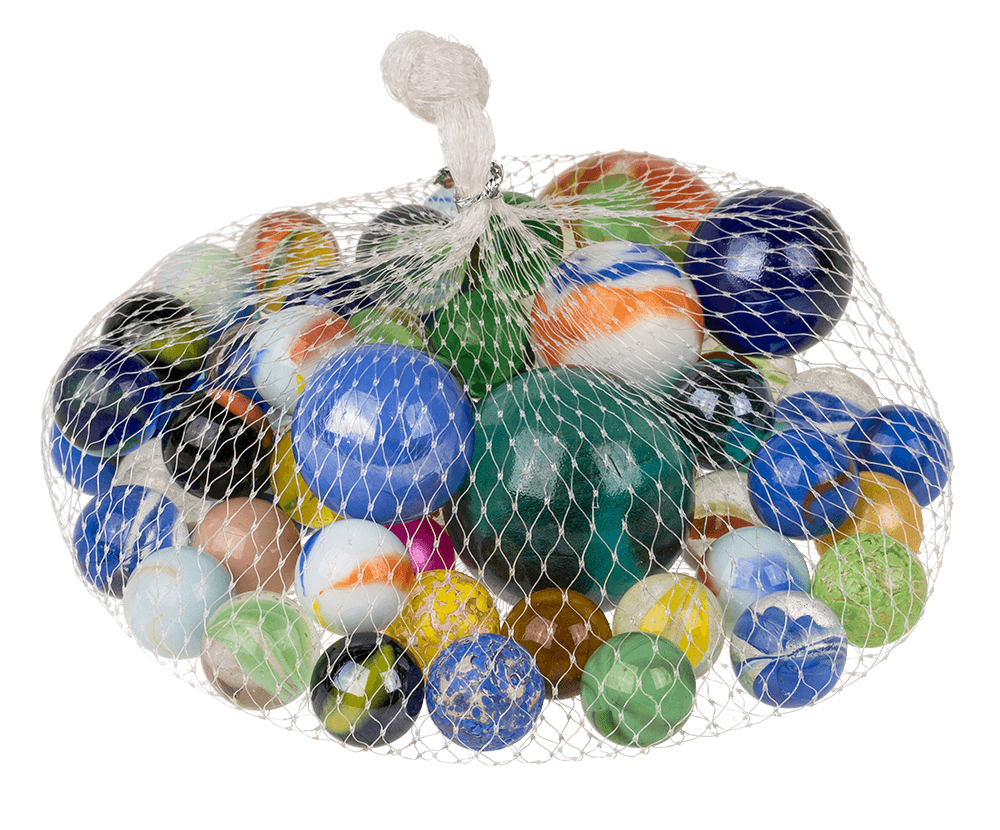 Glass marbles, multicoloured ass.,