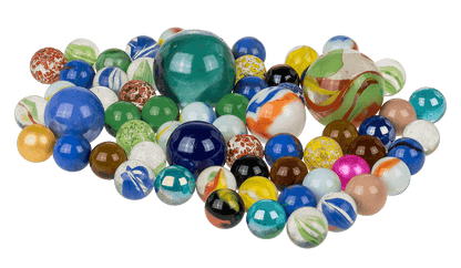 Glass marbles, multicoloured ass.,