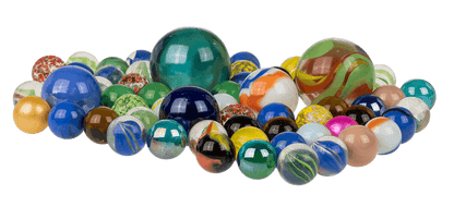 Glass marbles, multicoloured ass.,