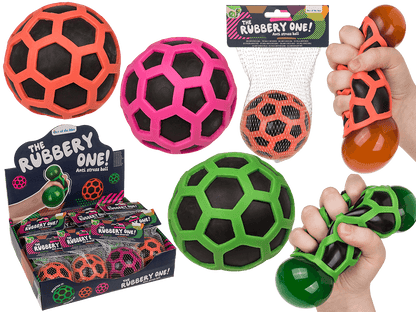 Squeeze ball in rubber net, approx. 8 cm,