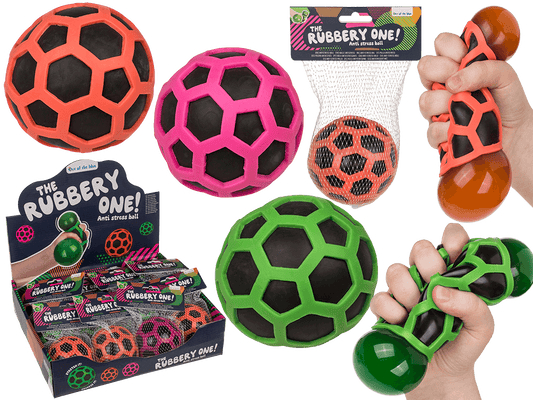 Squeeze ball in rubber net, approx. 8 cm,