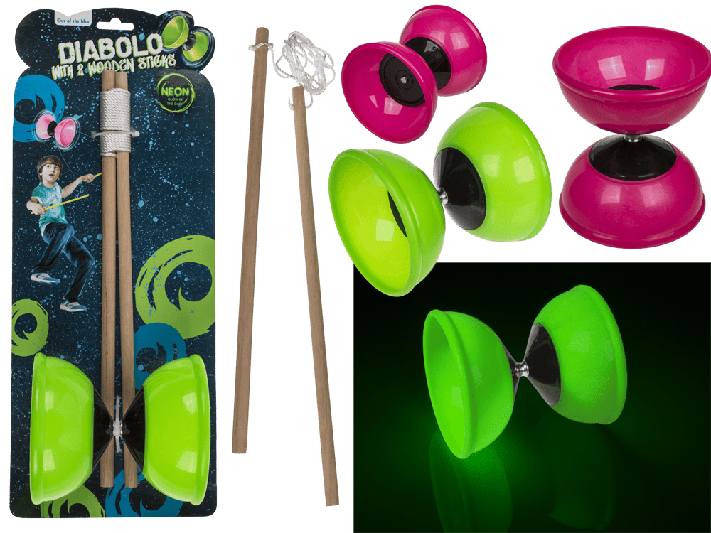Diabolo with 2 wooden sticks, Glow in the Dark,