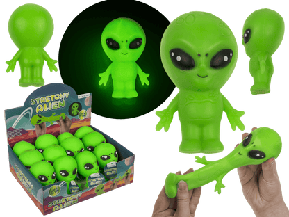 Stretchy Alien, Glow in the Dark, 8 x 12 x 6 cm,