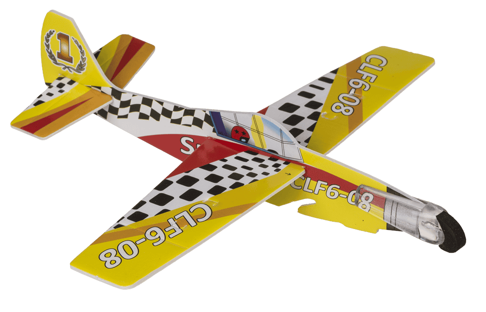 Airplane with rubber band starter,