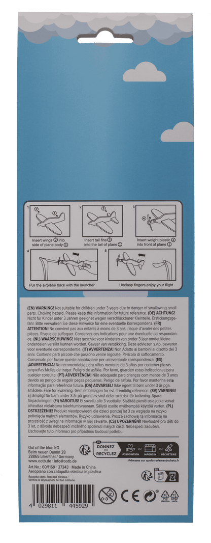 Airplane with rubber band starter,