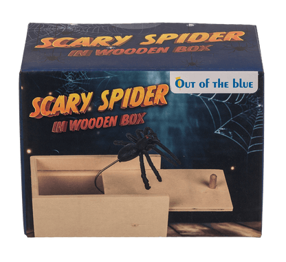 Scary spider in wooden box,