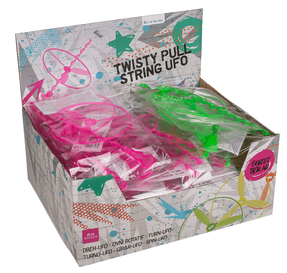 Twisty Pull-string Ufo, Neon, approx. 20,5 cm,