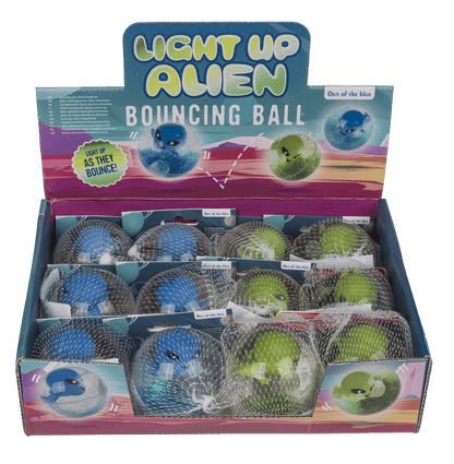 Flashing bouncing ball, Alien, 6,5 cm,