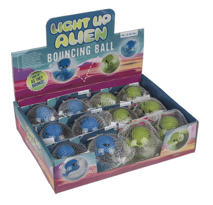 Flashing bouncing ball, Alien, 6,5 cm,