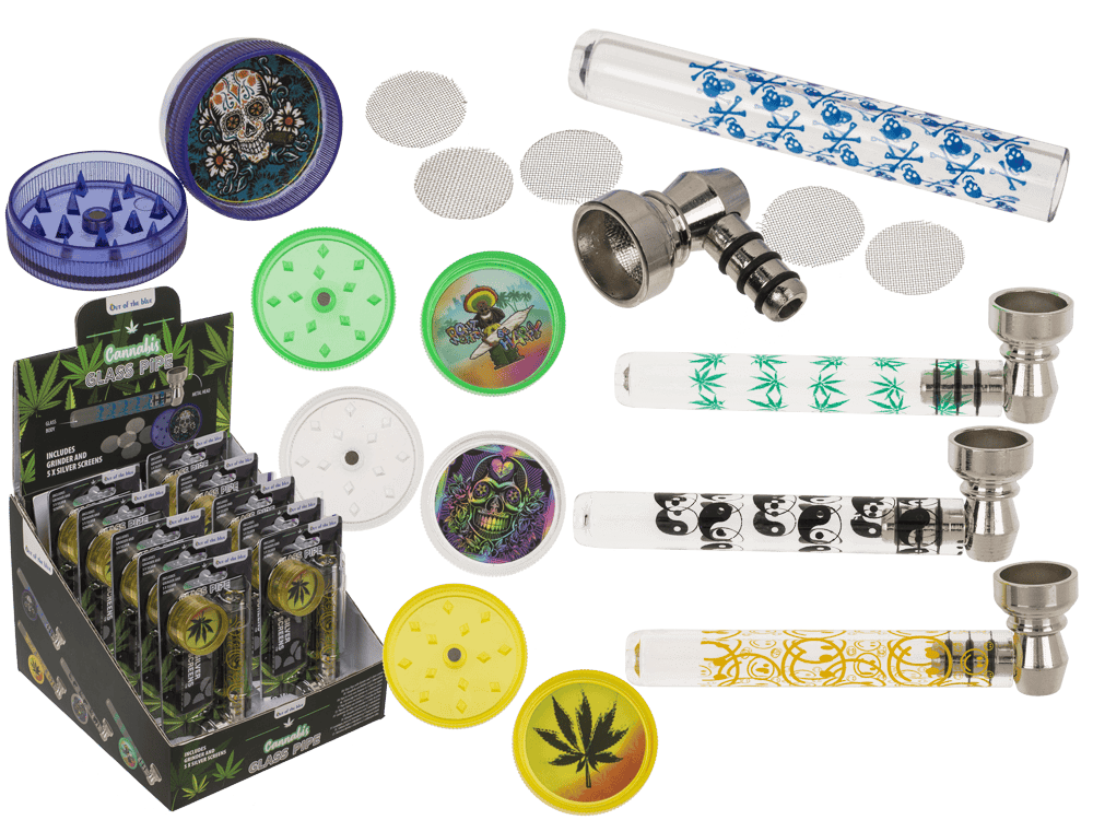 Glass pipe with metal head,