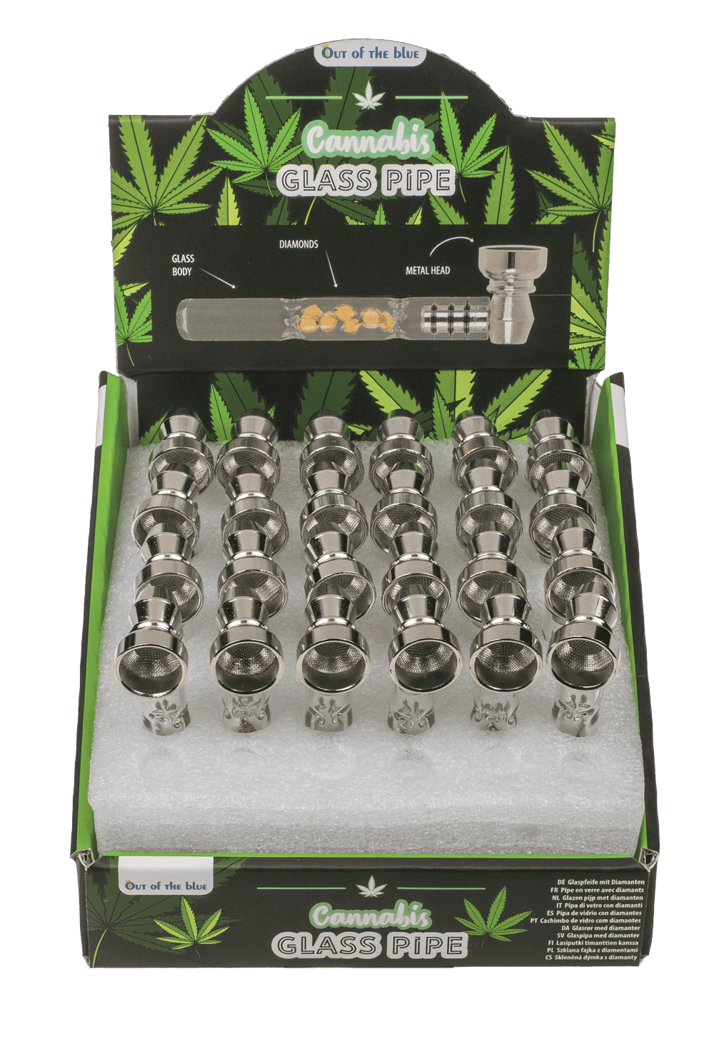 Glass pipe with metal head,