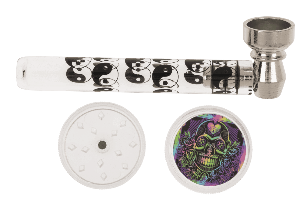 Glass pipe with metal head,