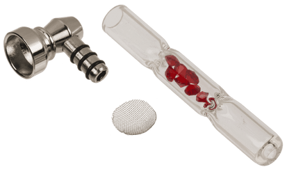 Glass pipe with metal head & diamonds,