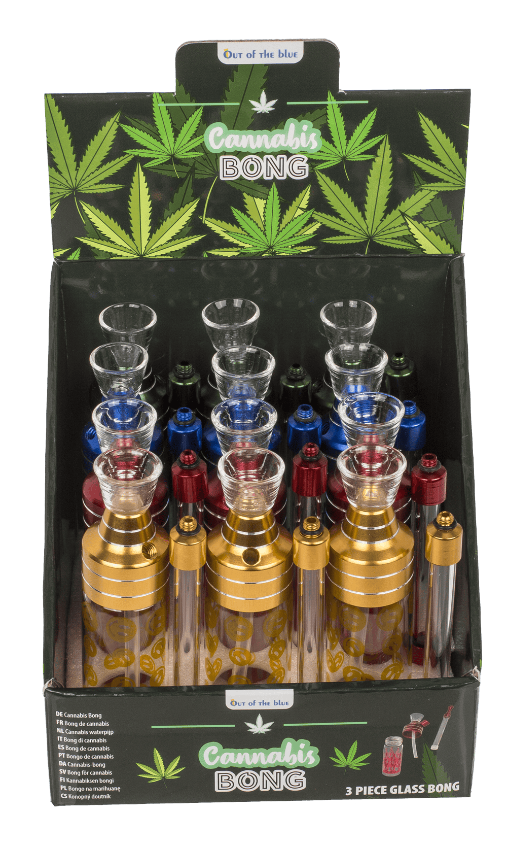 Bong,Classic,12 cm, with mouthpiece, glass/metal,